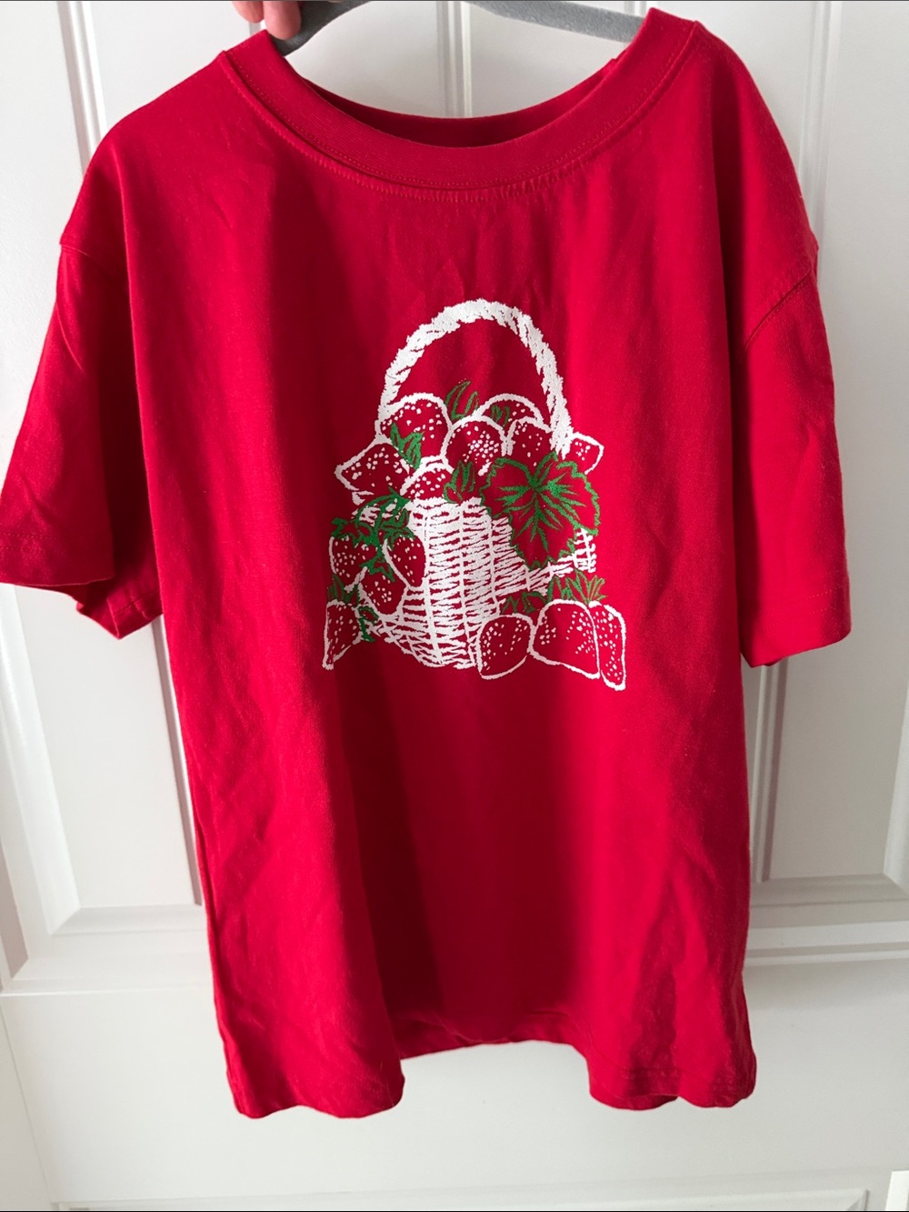 Red Kids Strawberry Basket Graphic Tee